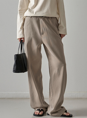 休闲裤女春秋lowclassic高腰显瘦阔腿裤百搭长裤子