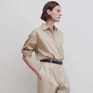 衬衫 子套装 女2025年春秋新款 纯棉衬衣裤 宽松极简气质通勤长袖 ROW