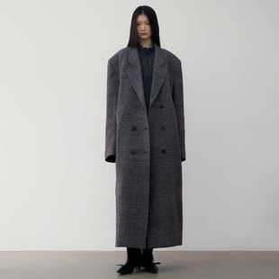 FACADE PATTERN极简羊毛大衣女秋冬双排扣廓形后开叉保暖毛呢外套