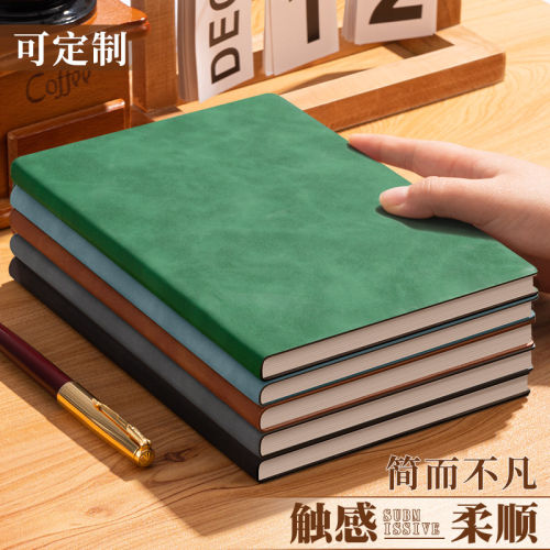 笔记本本子a5精致高颜值商务软皮面工作会议记录记事本复古简约日