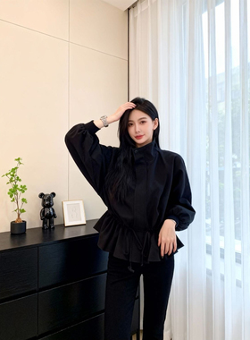 2025秋季新款韩版减龄宽松百搭立领抽绳收腰风衣短外套女QD82059