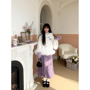 千金感气质新中式精致宽松百搭套装女冬装两件套棉服外套QD87060