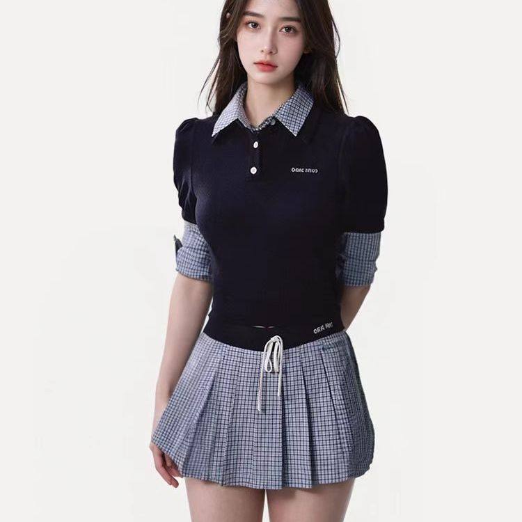 运动千金假两件衬衫套装女秋衬衣短裙两件套,女装/女士精品,连衣裙,淘宝优惠券,粉丝福利购,淘宝优惠卷