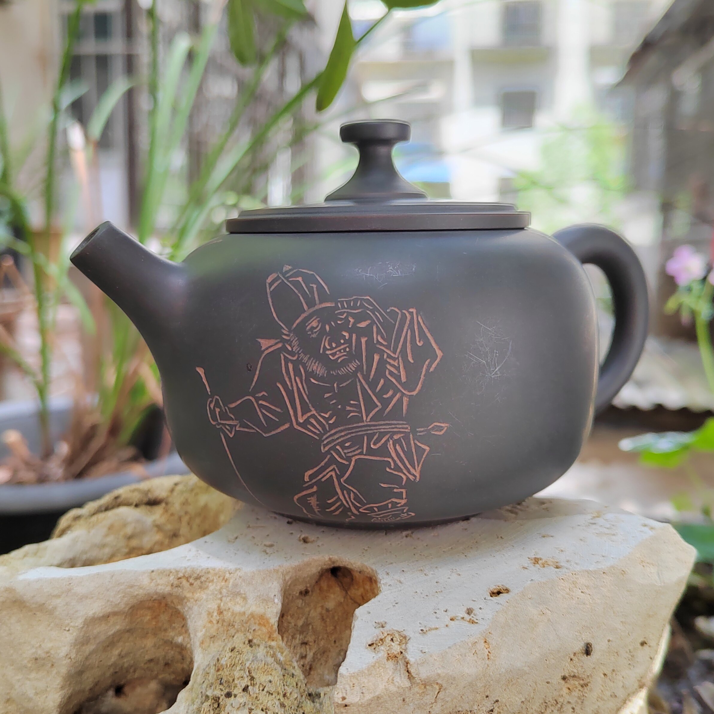 云南建水紫陶茶壶茶具许安顺纯手工雕刻普洱茶壶