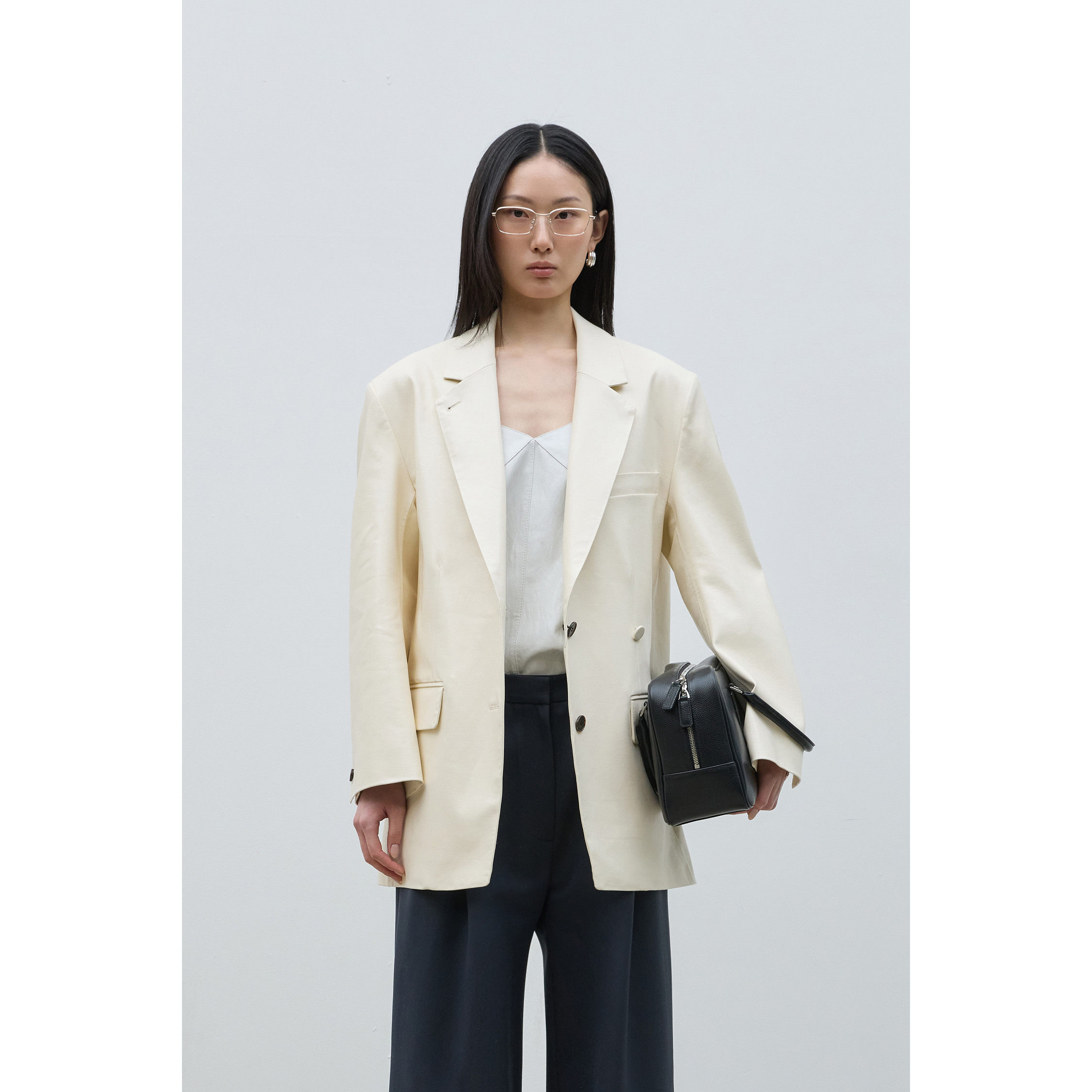 BLOSSOM韩国代购2026年春装 东大门聚氨酯仿皮皮衣廓形西装外套女