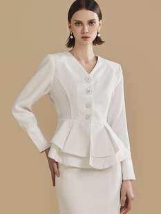 半身裙套装 DINT韩国代购 气质裙摆小香风外套 女装 J2285 2024春新款