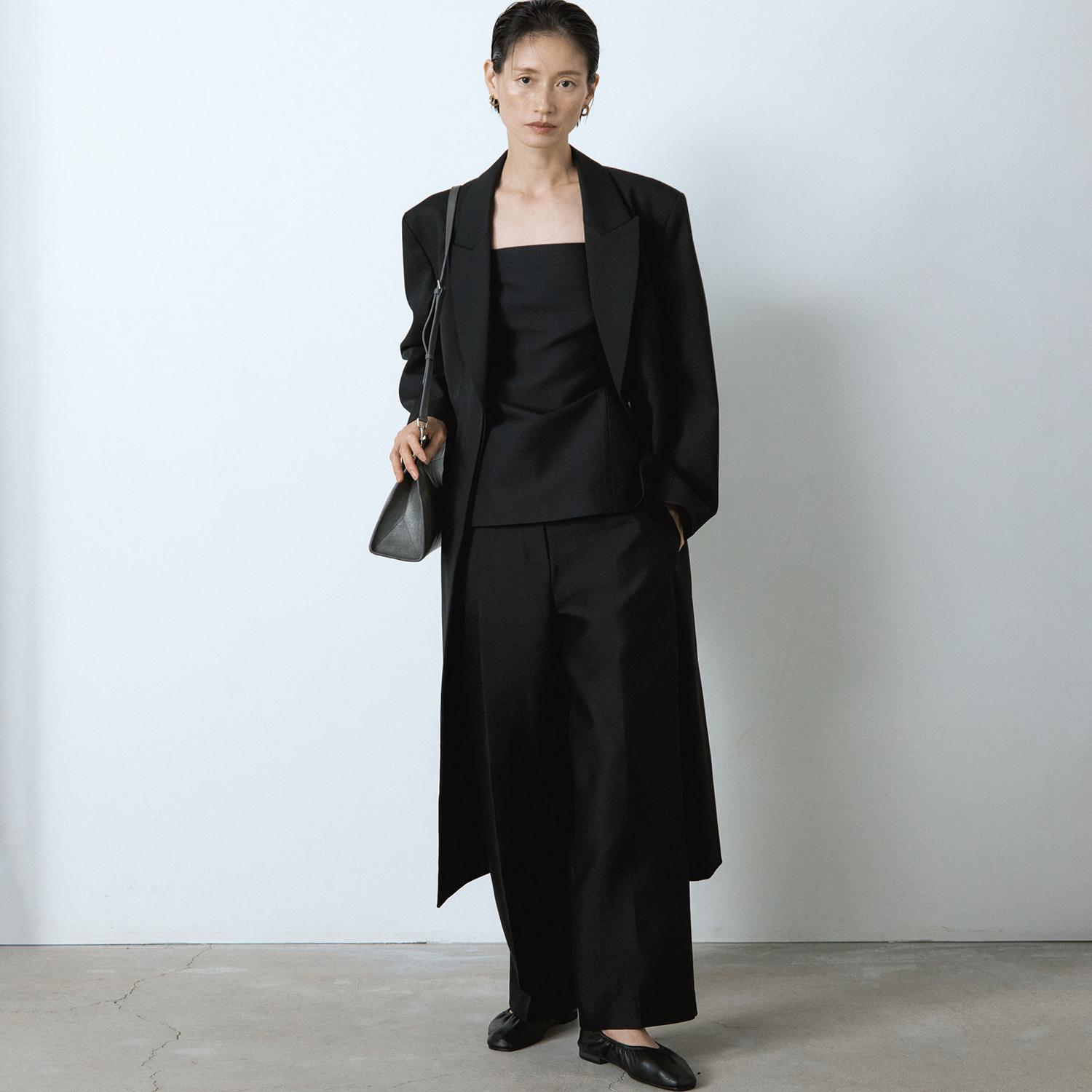 BLOSSOM韩国代购2025秋冬新款 简约气质单排扣长款49羊毛大衣外套