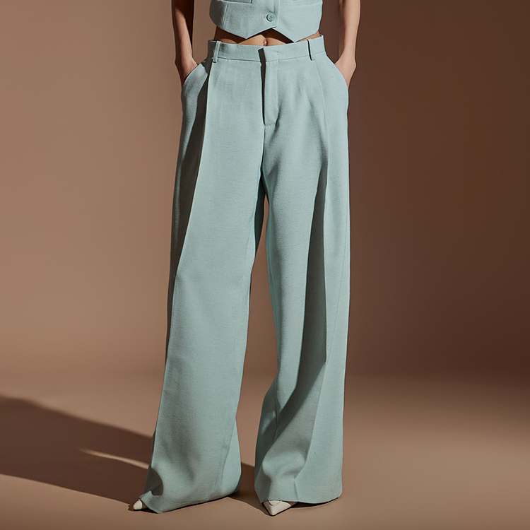 DINT韩国代购2024春款女装 百搭时尚低腰休闲长裤西服裤韩货P3043