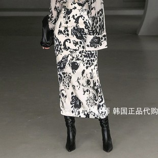 ins设计师款 DINT 2021秋季 韩国代购 印花高腰半身裙女中长裙 VAN