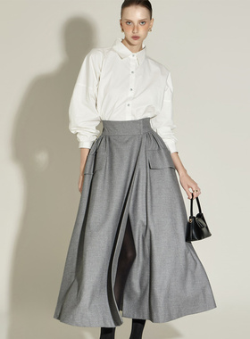 DINT韩国代购2025秋冬小众设计师款松紧腰高腰长裙女半身裙SK9281