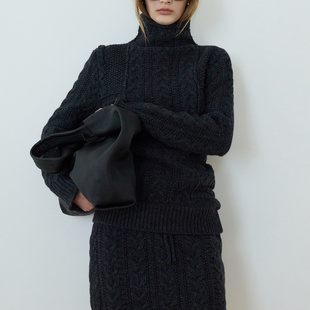 BLOSSOM韩国代2025秋冬新款 时尚羊毛羊绒混纺高领套头毛衣针织衫