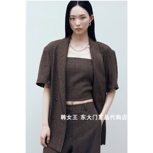 BLOSSOM 韩国代购2025春夏新款 可拆卸长袖棉麻短袖西装外套时尚