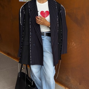缝线拼接条纹西装 bonita同款 外套 2025秋新款 TOPDRESSING韩国代购