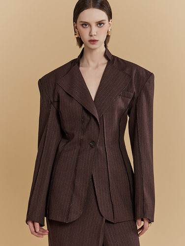 DINT 韩国代购2023冬装 阔版高腰显瘦西服外套长裤时尚套装J2141