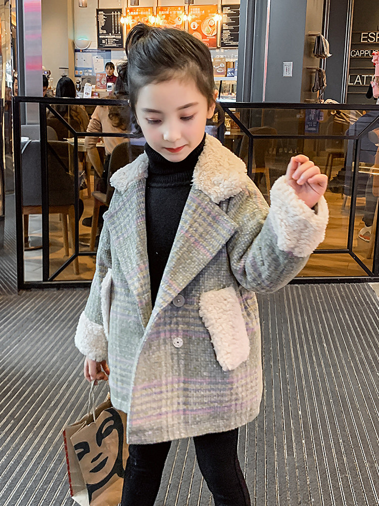 Girls ' wool coat padded autumn and winter cotton new children's Korean version of the Western style thickened fashionable big boy coat