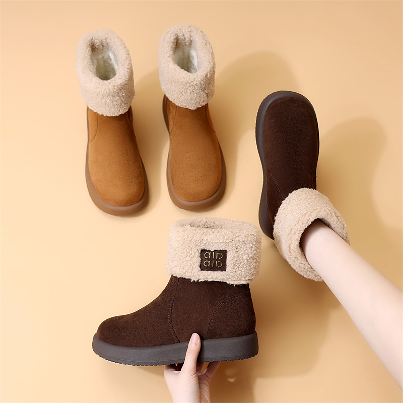 平底雪地靴女2025冬季新款加绒加厚保暖短靴防滑防水大棉鞋大码41