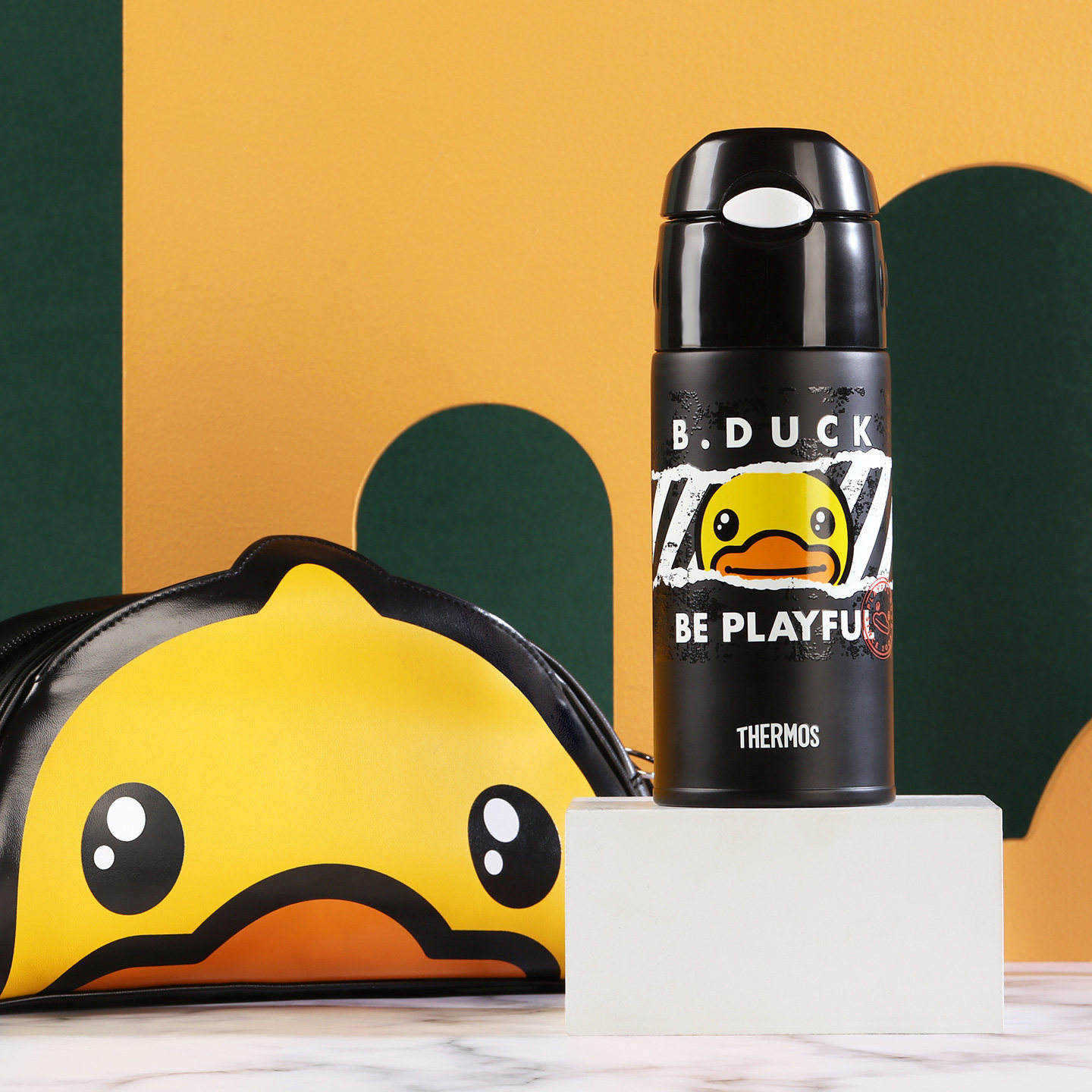 膳魔师儿童保温杯吸管杯小黄鸭联名TCMI幼儿园学生水杯316不锈钢