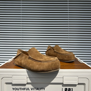潮牌男鞋反绒皮乐福鞋男士休闲一脚蹬豆豆鞋懒人鞋舒适低帮款单鞋