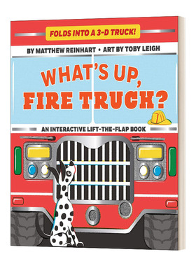 英文原版 What's Up Fire Truck Folds into a 3-D Truck 消防车 怎么了 儿童立体板书 汽车系列 英文版 进口英语原版书籍