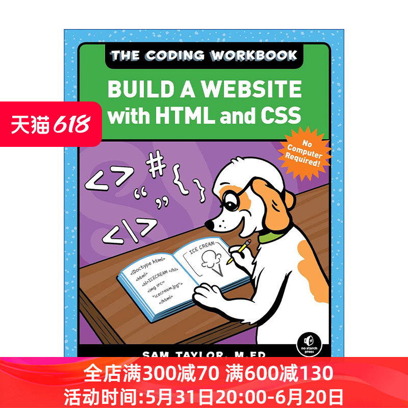 英文原版 The Coding Workbook 编码练习册 使用HTML和CSS构建一个网站 儿童编程指南科普百科活动书 Sam Taylor 进口英语原版书籍