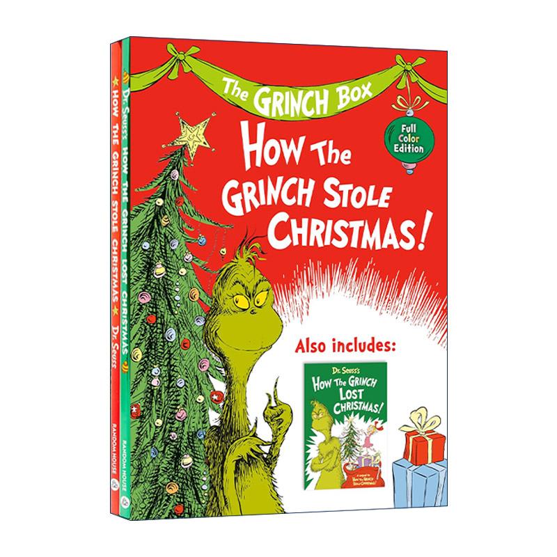 英文原版 The Grinch Two-Book Boxed Set 圣诞怪杰两册精装盒装套装 苏斯博士 圣诞怪杰如何偷走圣诞节 儿童经典绘本 英文版