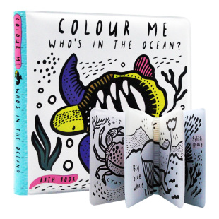 遇水变色洗澡书进口原版 英文书籍 谁在大海里 Who Ocean?给我着色 Colour the