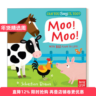 英文原版绘本 Can You Say It Too? Moo Moo 你也可以这样说吗系列 动物拟声词 纸板翻翻书 英文版 进口英语原版书籍