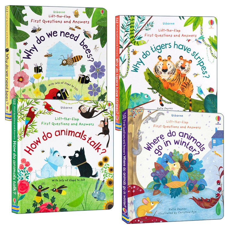 英文原版 Usborne Lift-the-Flap First Questions and Answers 儿童你问我答翻翻书 动物科普百科系列4册 英文版 进口原版书籍