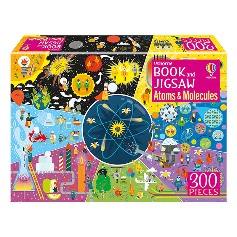 英文原版 Usborne Book and Jigsaw Atoms and Molecules 尤斯伯恩儿童益智游戏 原子和分子 300片拼图+绘本 英文版 进口原版书籍