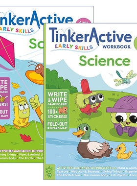 英文原版 Tinkeractive Early Skills Science Workbook Ages 3+/4+Tinkeractive 早期技能科学练习册 2册  进口英语原版书