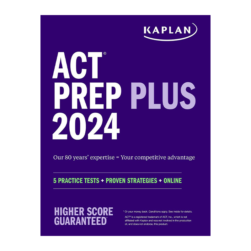 英文原版 ACT Prep Plus 2024 卡普兰ACT备考2024 含5套练习题、100道练习题、1年的在线测验和视频指导 英文版 进口英语原版书籍
