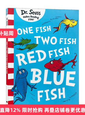 英文原版 DR.SEUSS One Fish Two Fish Red Fish Blue Fish 苏斯博士 蓝色系列绘本 儿童启蒙早教图画书 英文版 进口英语原版书籍