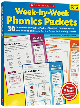 英文原版 Week-by-Week Phonics Packets 儿童英语自然拼读练习册 英文版 进口原版英文书籍