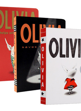 奥莉薇纸板书3册 Olivia Helps with Christmas 英文原版绘本 奥莉薇的圣诞节 凯迪克大奖 吴敏兰推荐 儿童英语故事图画书 纸板书