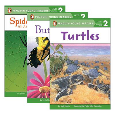 英文原版 Penguin Young Readers Level 2 动物科普系列3册 蝴蝶 蜘蛛的午餐 海龟科普百科 企鹅青少分级阅读2级 进口英语原版书籍