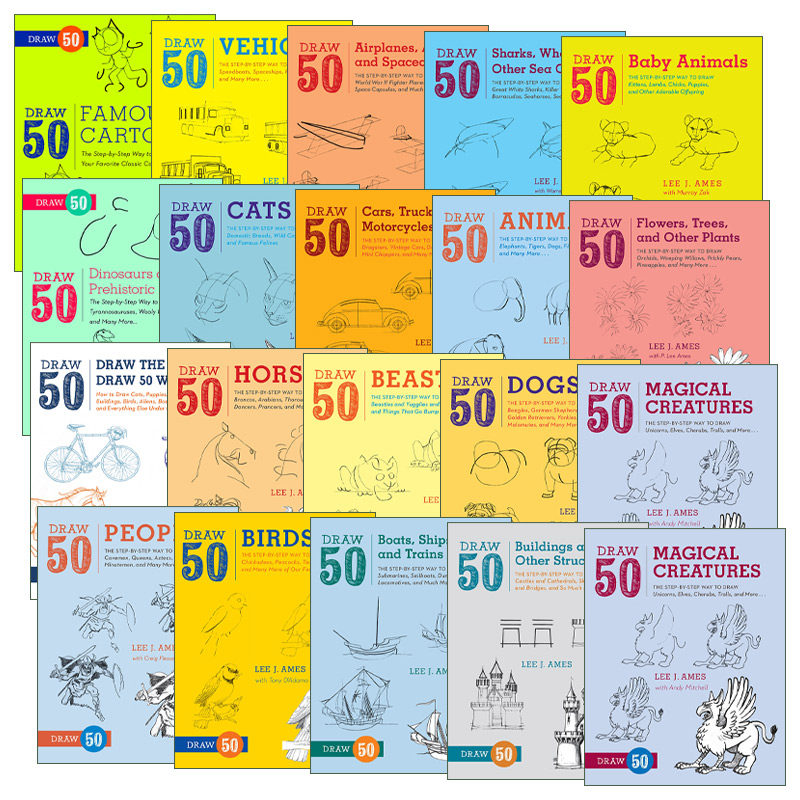 Draw 50 画50系列20册 趣味绘画技巧指南 工具书 Lee J. Ames进口原版英文书籍