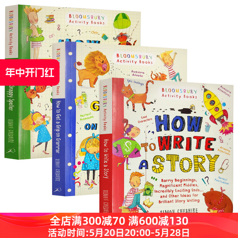 How To学习3本套装 write a story grammar spelling英文原版写故事语法单词拼写 Simon Cheshire