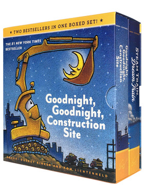 晚安 工地上的车 2册套装 Goodnight Goodnight Construction Site and Steam Train 英文原版绘本 英文版进口儿童英语启蒙纸板书