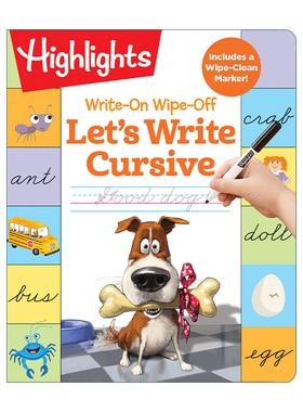 英文原版 Write-On Wipe-Off Let's Write Cursive 可写可擦 书法练习 亮点幼儿儿童启蒙认知绘本 游戏活动书 英文版 进口书籍