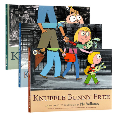 Knuffle bunny 古纳什小兔三本套装 凯迪克银奖绘本 莫威廉斯 Mo Willems进口原版英文书籍