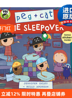 Peg + Cat: The Sleepover佩格与小猫数学绘本附贴纸3进口原版英文书籍