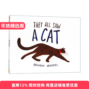 英文原版 They All Saw a Cat 他们都看到了一只猫 2017年凯迪克奖 布兰登·文策尔 英文版 进口原版英文书籍