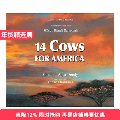 英文原版 14 Cows for America 给美国的十四头牛 儿童历史科普百科 Carmen Agra Deedy 英文版 进口英语原版书籍