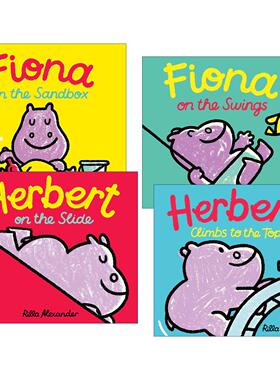 英文原版 Hippo Park Pals 河马公园的伙伴们系列4册 儿童精装绘本 英文版 进口英语原版书籍