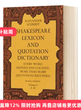 英文原版 Shakespeare Lexicon and Quotation Dictionary Vol 1 莎士比亚词典1 英文版进口原版英语书籍