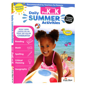 每日练习系列 暑假综合练习册 Daily Summer Activities Between Grades PreK and K 英文原版 幼儿园小中大班