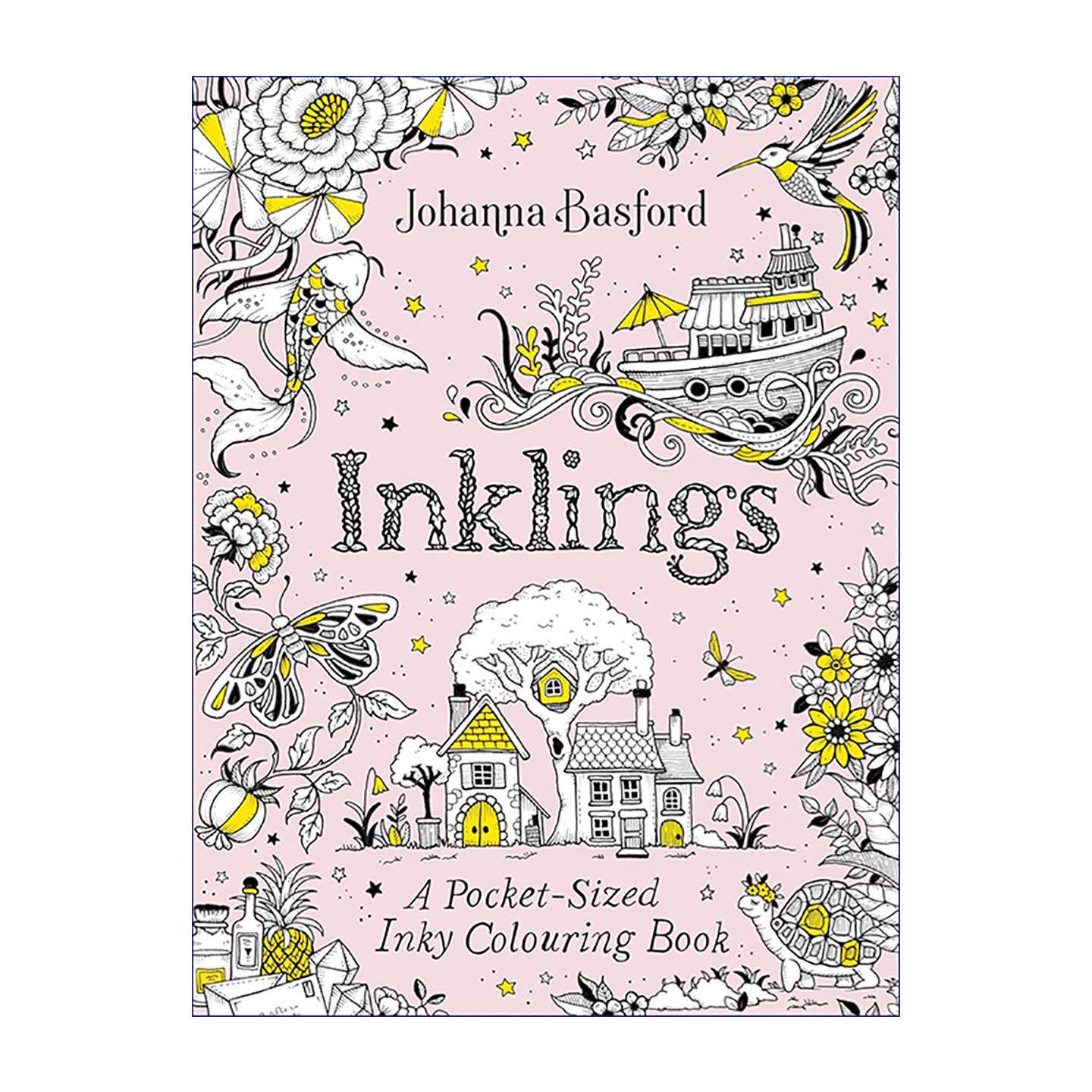 英文原版 Inklings 墨痕 便携墨水涂色书 乔汉娜?贝斯福新作 成人涂色书 艺术减压 便携创作 英文版 进口英语原版书籍