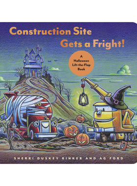 英文原版 Construction Site Gets a Fright 建筑工地 吓了一跳 万圣节 纸板翻翻书 英文版 进口英语原版书籍