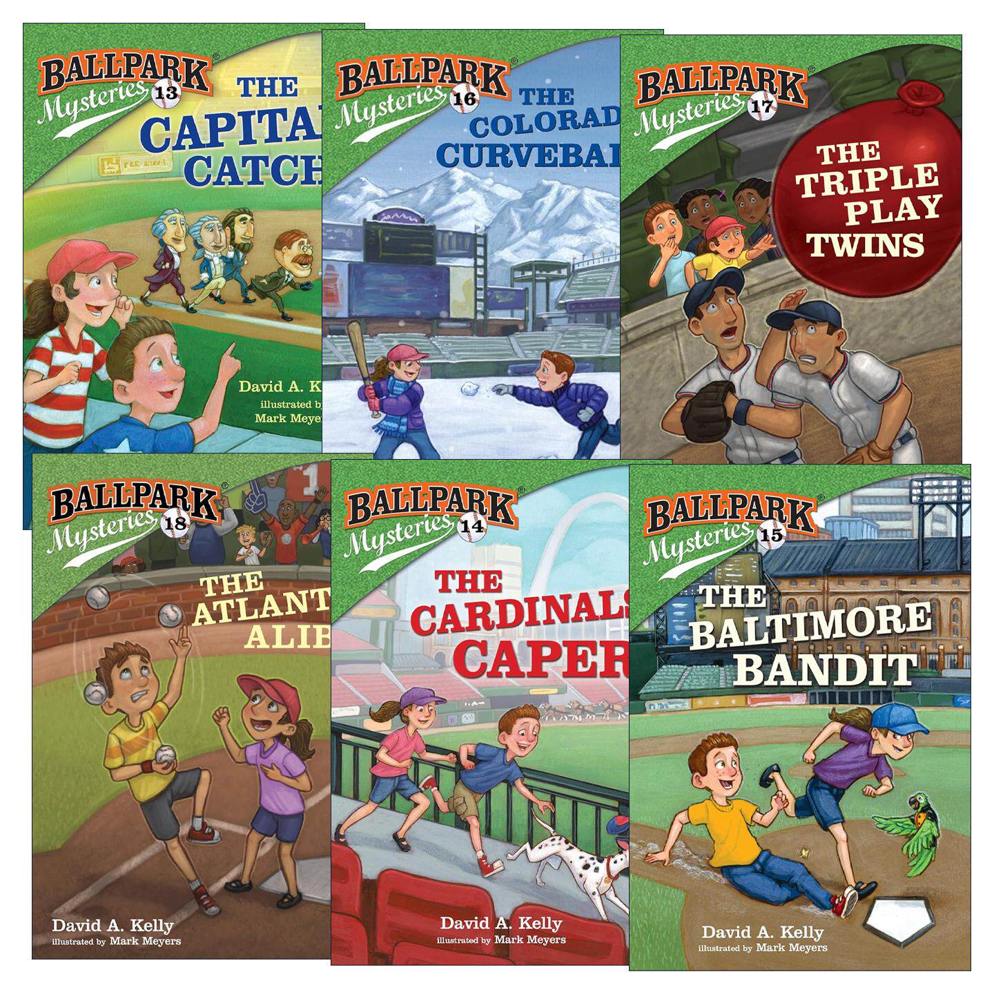 英文原版 Ballpark Mysteries 棒球场之谜系列13-18册 儿童推理章节桥梁故事书 David A. Kelly 英文版 进口英语原版书籍