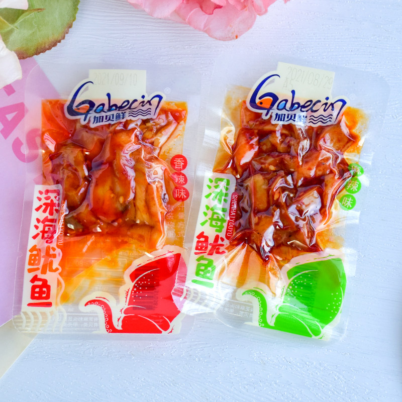 加贝鲜手撕鱿鱼深海鱿鱼散装香辣麻辣烧烤味鱿鱼片即食休闲小零食